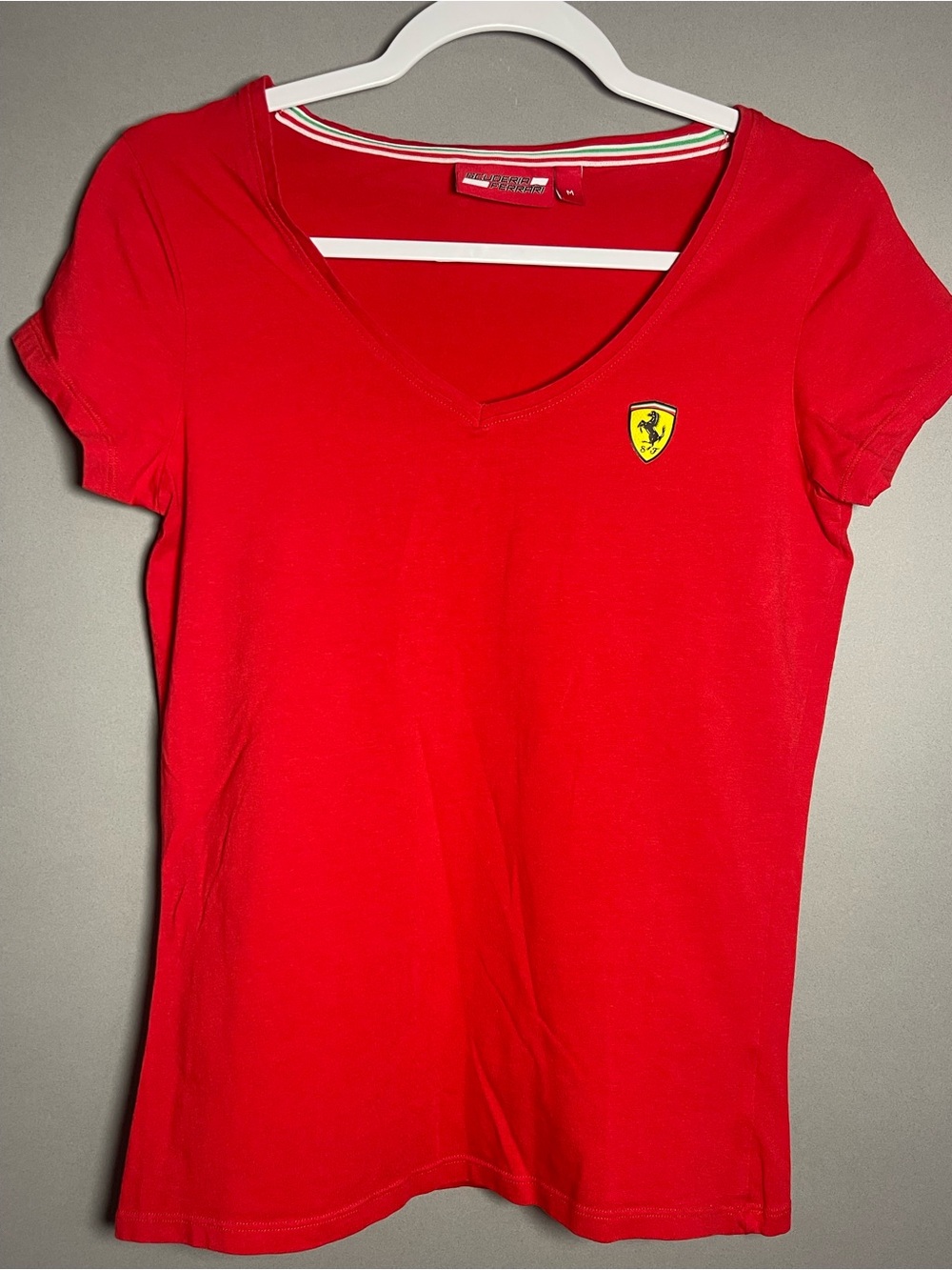 Vintage Scuderia Ferrari Women’s M Red V Neck T Shirt Branded London